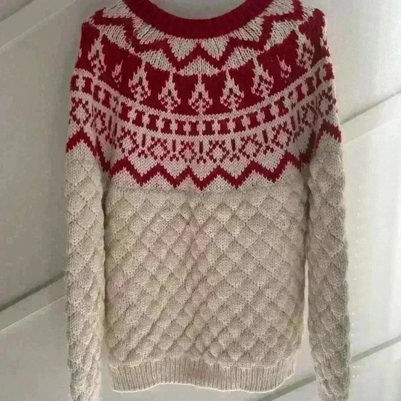 Industry Oversized  Chunky Bulky Sweater Vintage Style New Wool Blend size L - Picture 4 of 14